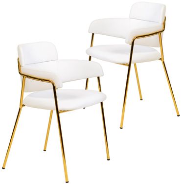 Axis Modern Gold Dining Chair Set of 2 In White