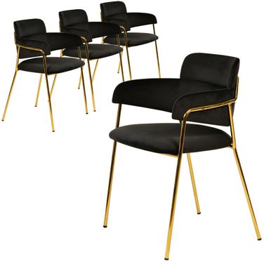Axis Modern Gold Dining Chair Set of 4 In Black