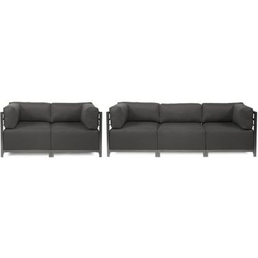 Axis Sterling Titanium Frame Living Room Set In Charcoal