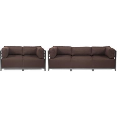 Axis Sterling Titanium Frame Living Room Set In Chocolate