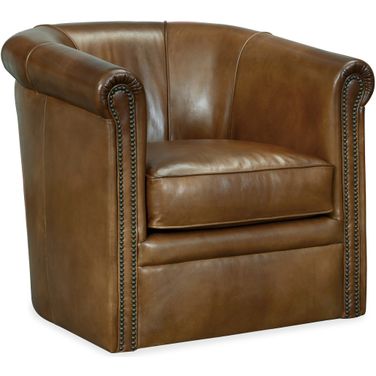 CC Axton Brown Swivel Leather Club Chair