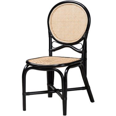 Ayana Two Tone Rattan Dining Chair In Natural Brown and Black