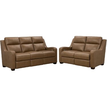 Ayden Power Reclining Living Room Set with Power Head Rests and Power Lumbar In Toffee