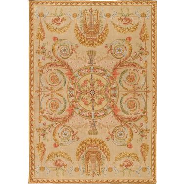 Azerbaijan Collection Hand-Knotted Lamb's Wool Area Rug- 9' 9" x 13'11" In Ivory