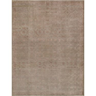 Azerbaijan Collection Hand-Knotted Silk and Wool Area Rug-10' 2" x 14' 2" In Light Gray