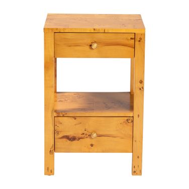 Azmi Natural Wood 2-Drawer Nightstand In Mappa Burl