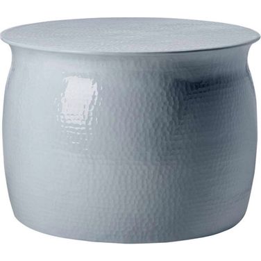 Aztec Hammered Metal Table Stool in White