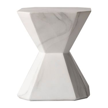 Azure Fiberglass Outdoor Side Table In Marble White