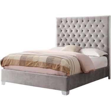Lacey Gray King Upholstered Platform Bed