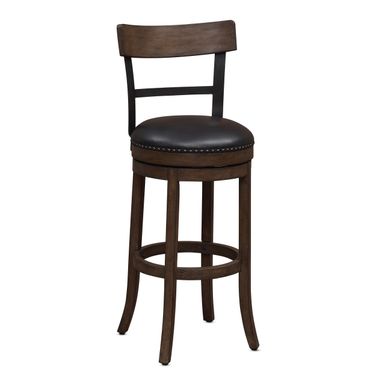 30" Wood Frame Back Bar Stool In Brown