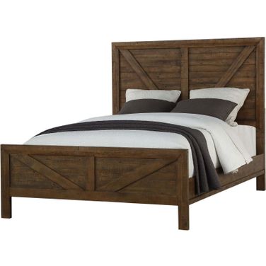 Pine Valley Burnished Pine King Panel Bed