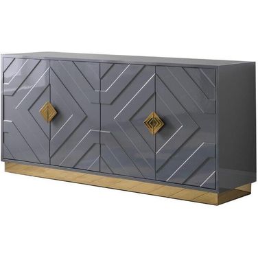 Babatunde 65 Inch Wood Sideboard With Gold Accents In Gray