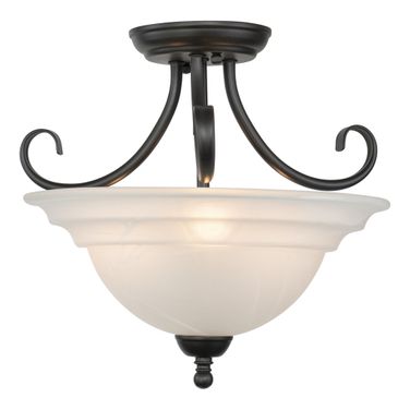 Babylon 14 Inch Semi Flush Ceiling Light or Pendant (Dual Mount) In Oil Burnished Bronze