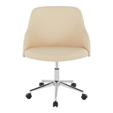 Bacci Faux Leather Office Chair In Cream and Walnut