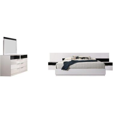 Bahamas 5 Piece Eastern King Platform Bedroom Set In White And Black