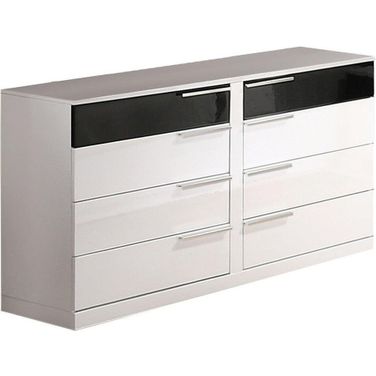 Bahamas 8 Drawer Poplar Wood Bedroom Dresser In Black And White