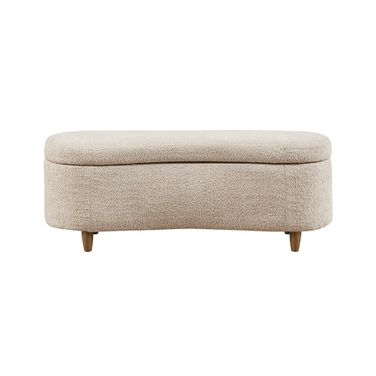 Bailey Boucle Flip Top Storage Bench In Taupe