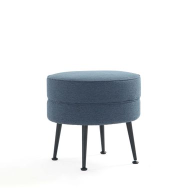 Bailey Ottoman In Blue with Black Feet