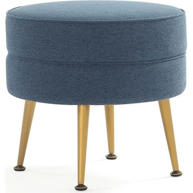 Bailey Ottoman In Blue with Gold Feet