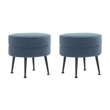 Bailey Ottoman Set of 2 In Blue with Black Feet