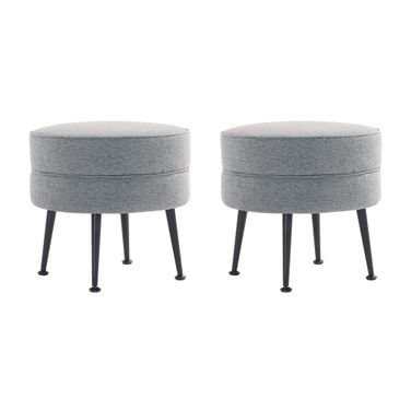 Bailey Ottoman Set of 2 In Grey with Black Feet