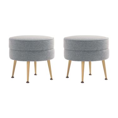 Bailey Ottoman Set of 2 In Grey with Gold Feet