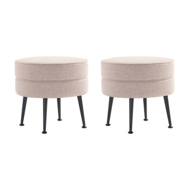 Bailey Ottoman Set of 2 In Oatmeal with Black Feet