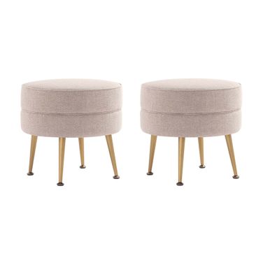 Bailey Ottoman Set of 2 In Oatmeal with Gold Feet