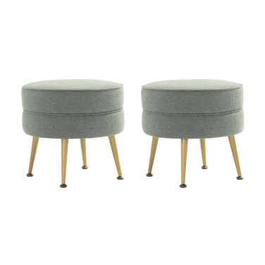 Bailey Ottoman Set of 2 In Sage Green with Gold Feet