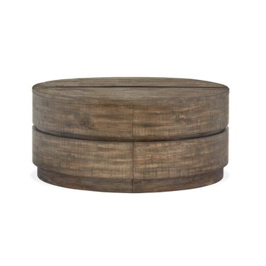 Baisden Round Lift Top Cocktail Table with Casters In Tobacco