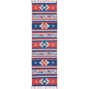Baja Blue and Red 2'3" x 7'6" Runner Area Rug