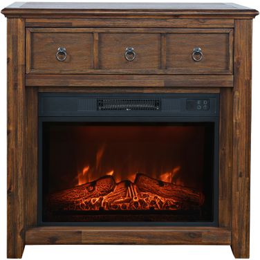 Bakersfield 32 Inch Electric Fireplace Wire Brushed Console TV Stand In Brown