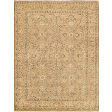 Baku Collection Hand-Knotted Lamb's Wool Area Rug- 8'11" x 11'10" In Gold and Beige