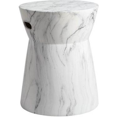 Balboa White/Black Marble Garden Stool
