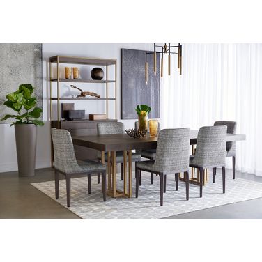 Baldessara 94.5 Inch Baldessara Dining Room Set In Espresso and Rustic Bronze