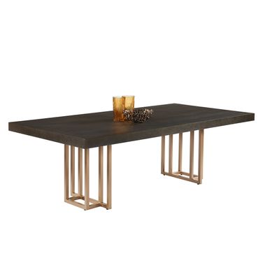 Baldessara 94.5 Inch Baldessara Dining Table In Espresso and Rustic Bronze