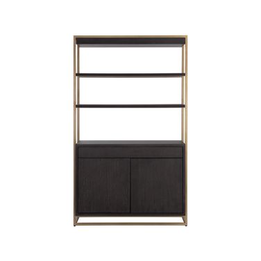 Baldessara Bookcase In Espresso and Rustic Bronze