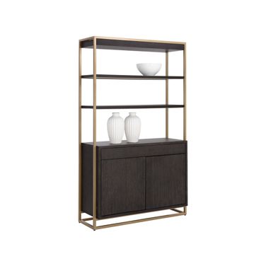 Baldessara Bookcase In Espresso and Rustic Bronze