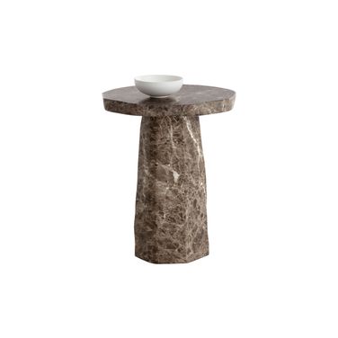 Baldur Marble Look End Table In Dark Emperador