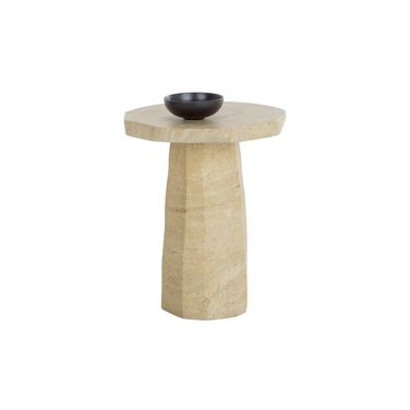Baldur Travertine Look End Table In Natural