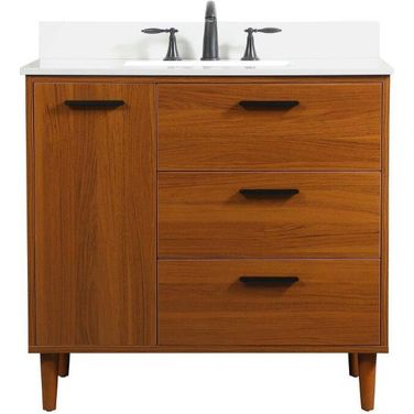 Baldwin 36 Inch Bathroom Vanity In Teak With Backsplash
