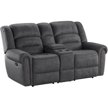 Baldwin Reclining Console Loveseat In Slate Gray