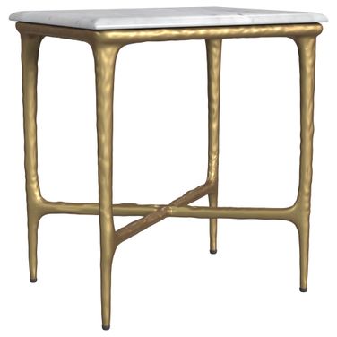 Baldwin Rectangular Marble Top Side Table In White Marble