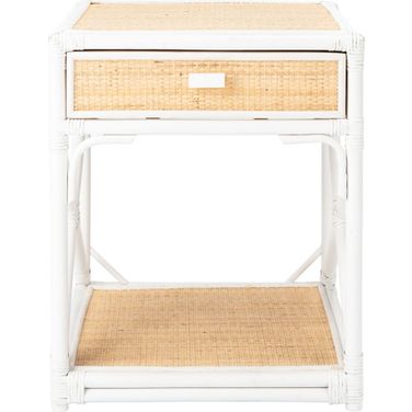 Bali 1 Drawer 1 Shelf Nightstand in White and Natural
