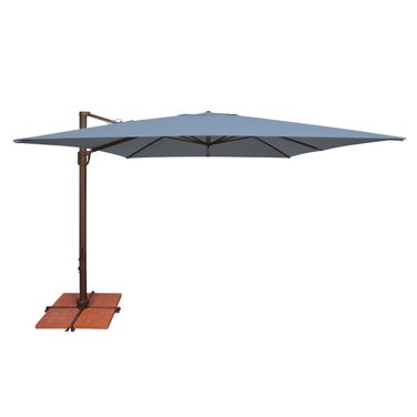 Bali 10' Square Umbrella with Cross Bar Stand In Cast Ocean