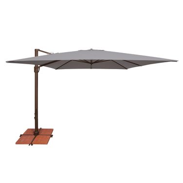 Bali 10' Square Umbrella with Cross Bar Stand In Cast Silver