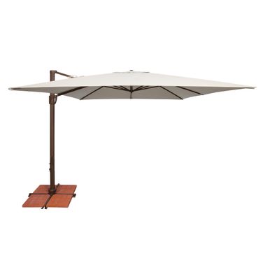 Bali 10' Square Umbrella with Cross Bar Stand In Natural
