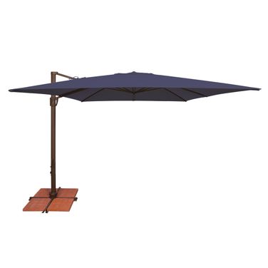 Bali 10' Square Umbrella with Cross Bar Stand In Navy