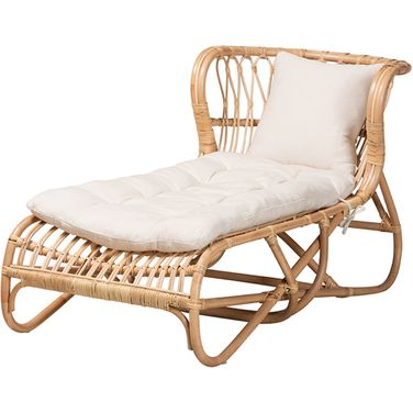 Bali And Pari Delara Natural Brown Rattan Chaise