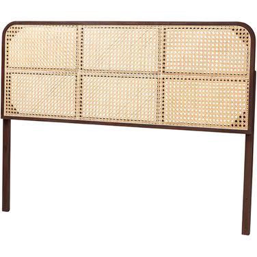 Bali And Pari Lainer Dark Brown Finished Bayur Wood And Natural Rattan Queen Headboard